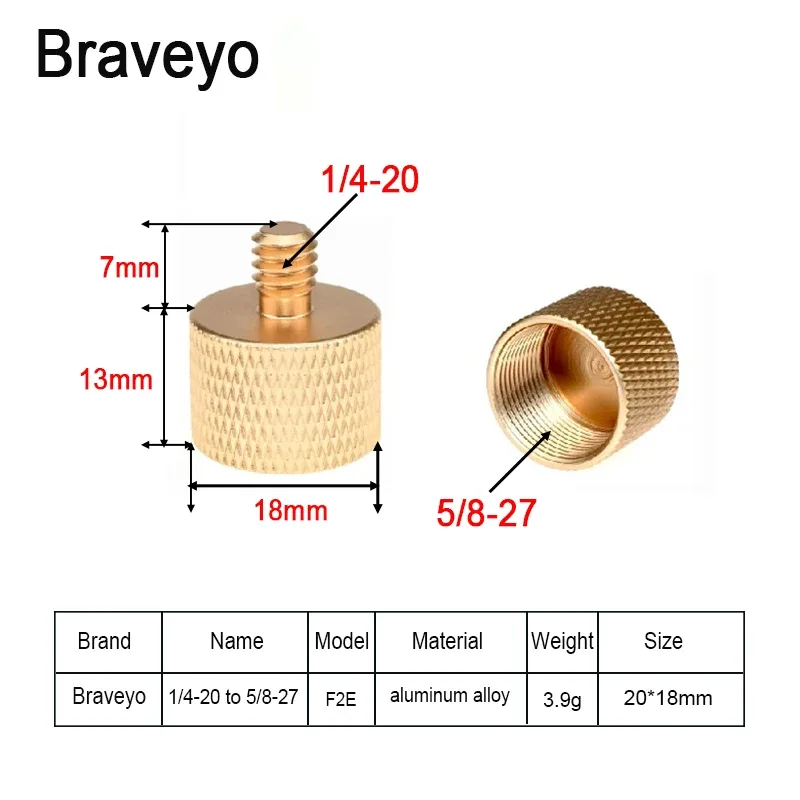 Adaptateur de filetage 1/4" et 3/8" vers 5/8"-27 pour microphone en alliage d'aluminium - Image 4