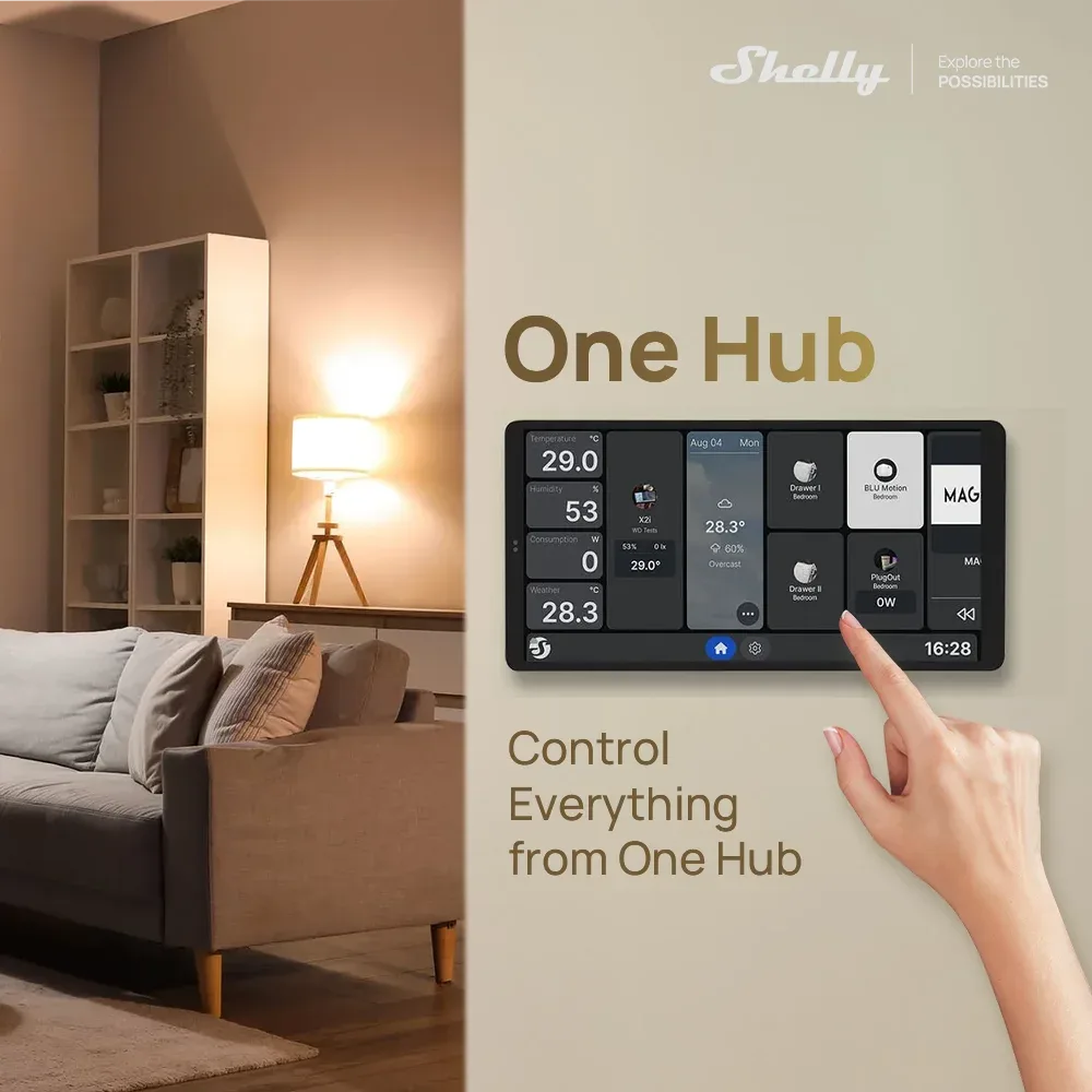 Shelly X2I - Panneau de commande central intelligent à écran tactile WiFi compatible Alexa - Image 2