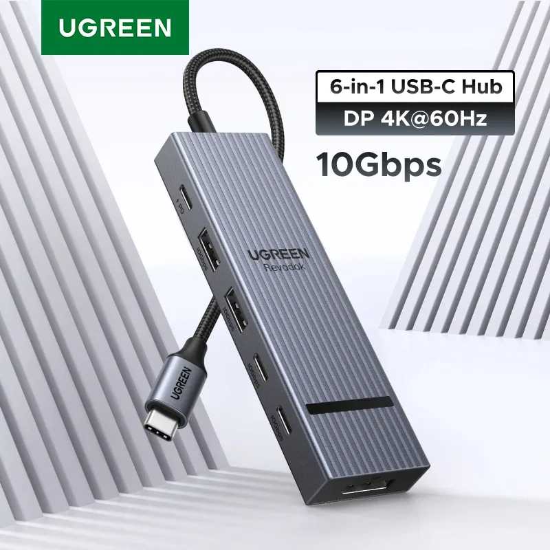 UGREEN Hub USB-C vers DisplayPort 4K@60Hz, Ports USB-A/C 10Gbps, Charge PD 100W - Image 1