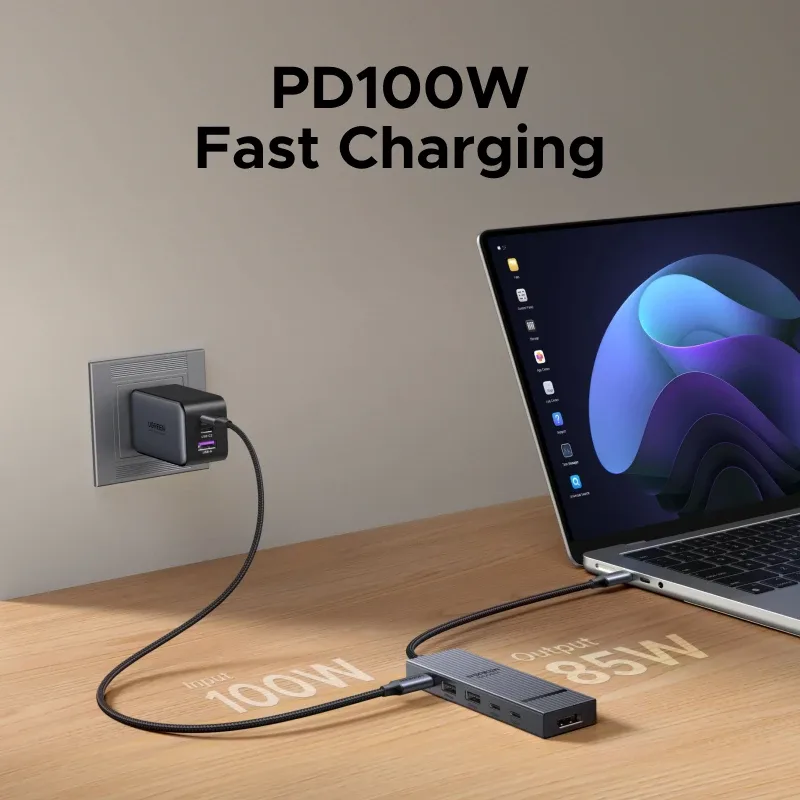 UGREEN Hub USB-C vers DisplayPort 4K@60Hz, Ports USB-A/C 10Gbps, Charge PD 100W - Image 6