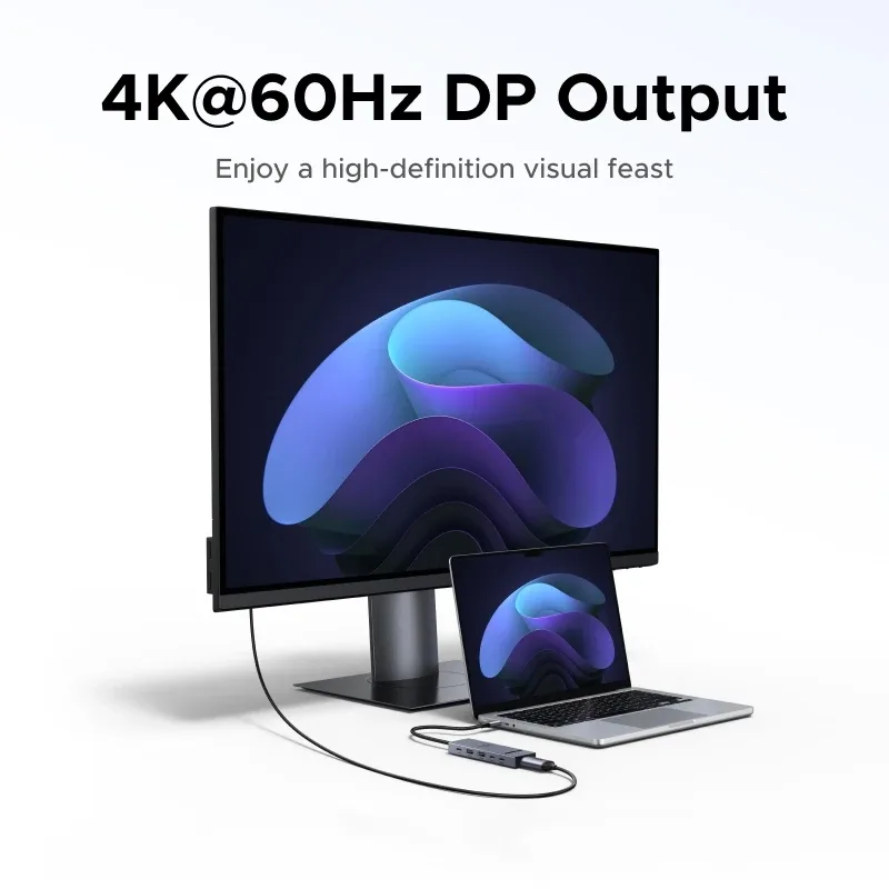 UGREEN Hub USB-C vers DisplayPort 4K@60Hz, Ports USB-A/C 10Gbps, Charge PD 100W - Image 3