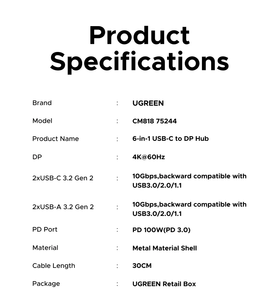 Spécifications UGREEN