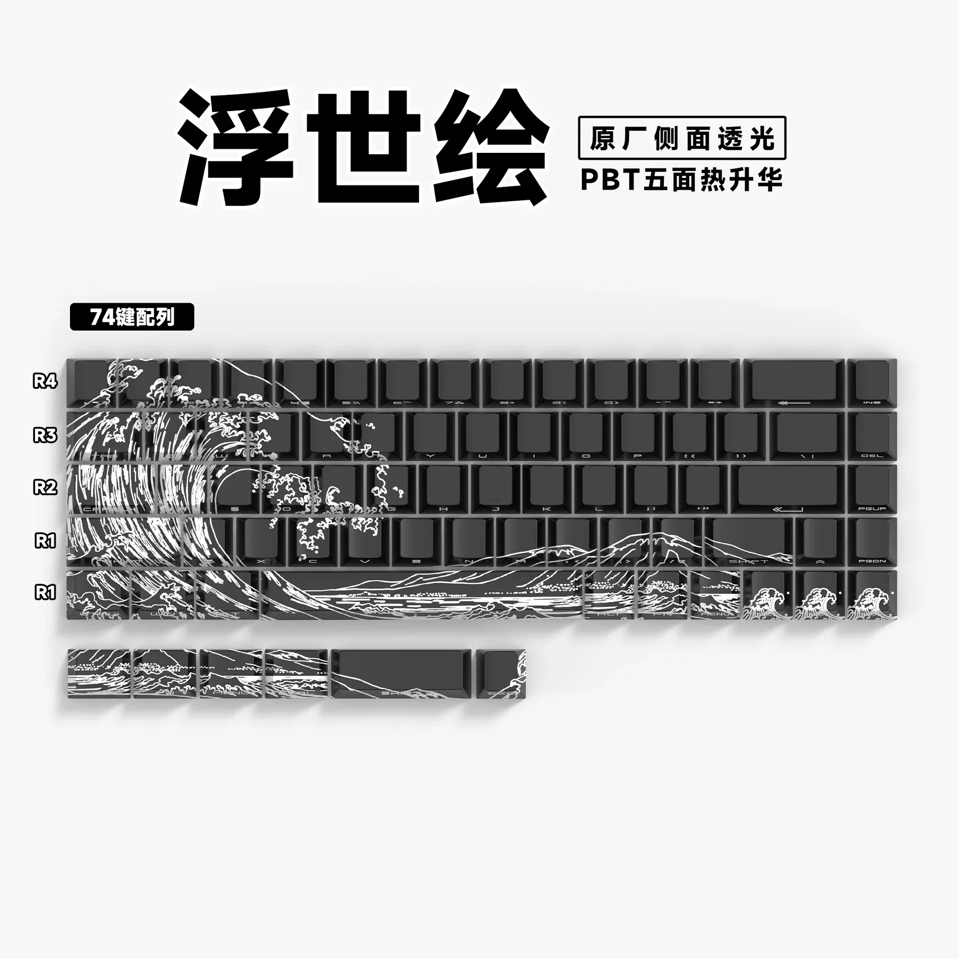 Keycaps PBT Translucides à Lettrage Latéral - 74 Touches - Pour Claviers 61/68 - Image 5