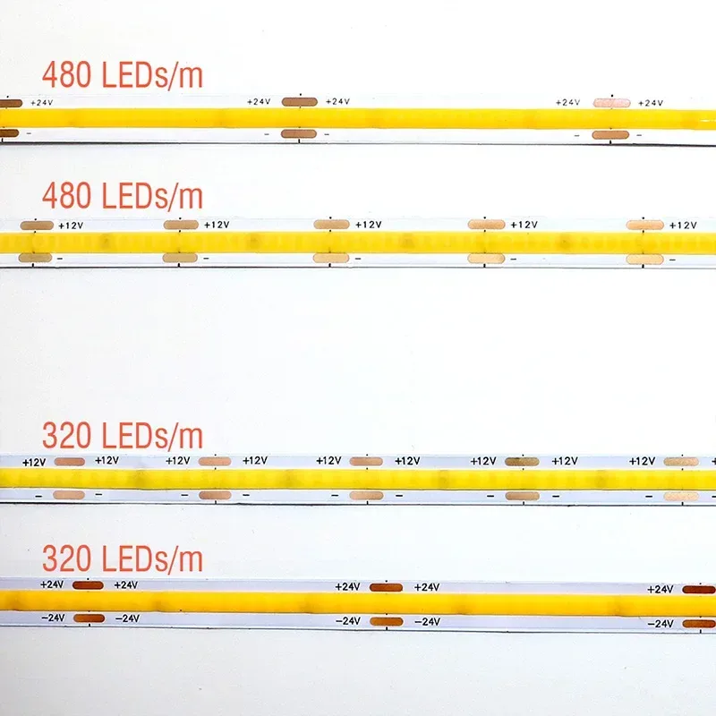 Ruban LED COB Flexible 12V/24V - Haute Densité - Plusieurs Couleurs et Longueurs - Image 4