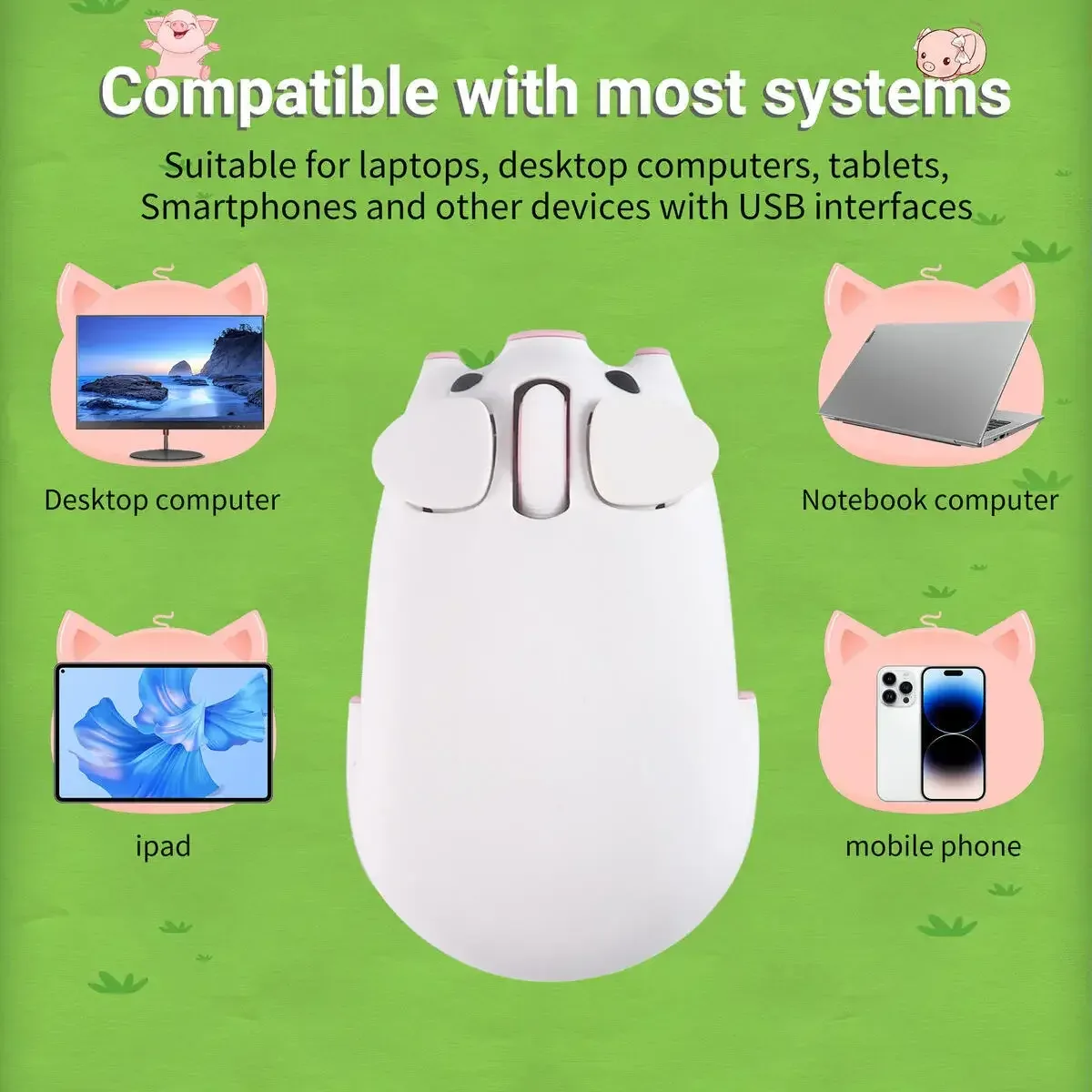 Souris Ergonomique Sans Fil Double Mode (Bluetooth + 2.4G) - Design Cochon - Image 2