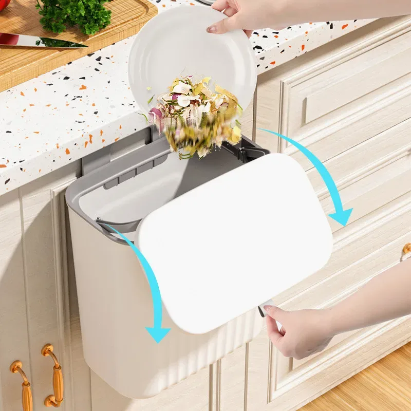 Poubelle murale avec couvercle pour cuisine et salle de bain 5