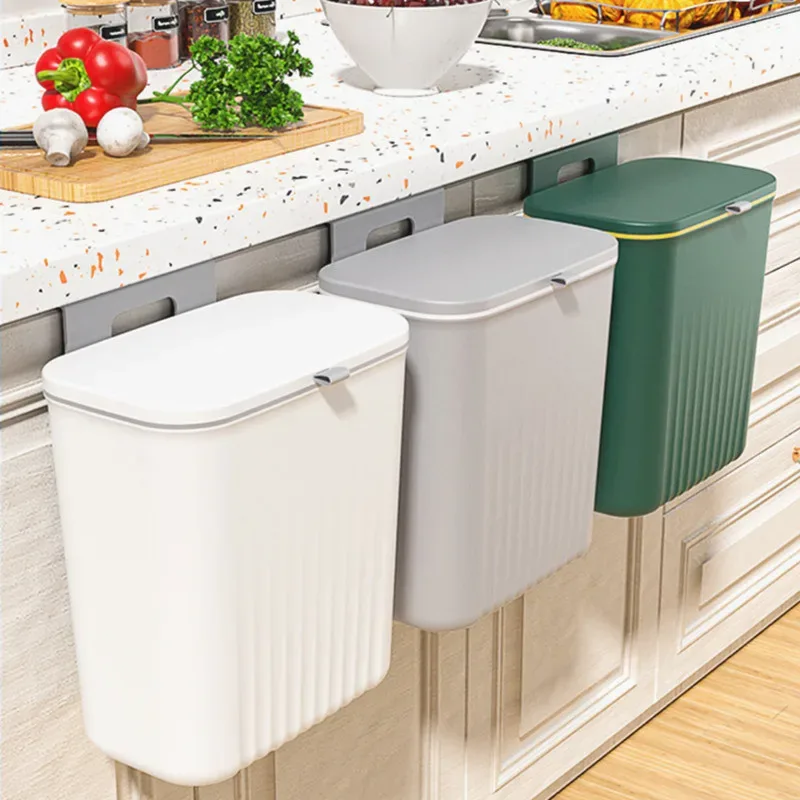 Poubelle murale avec couvercle pour cuisine et salle de bain 3