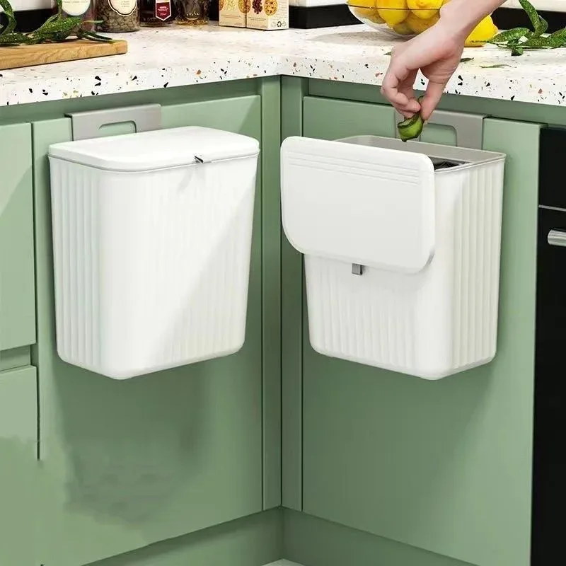Poubelle murale avec couvercle pour cuisine et salle de bain 4