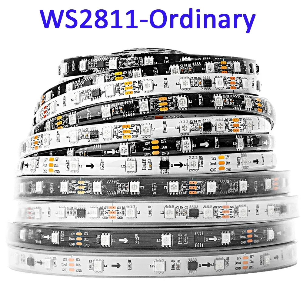 Ruban LED Adressable RGB IC 5m - 5V/12V WS2811 WS2812B WS2813 WS2815 - 30/60 LEDs/m IP30/IP65/IP67 2