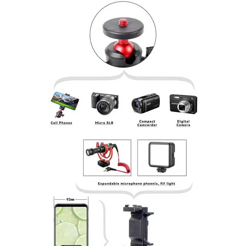 Mini trépied extensible MT-08 avec rotule pour appareil photo et smartphone - Image 6