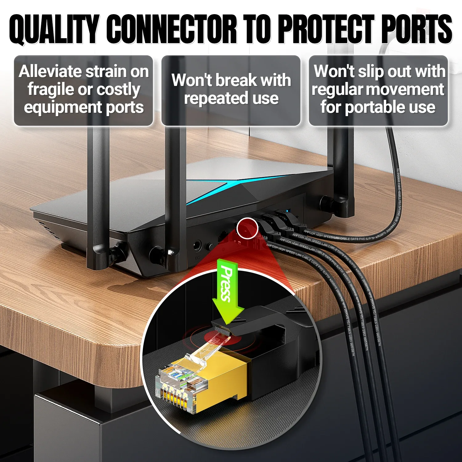 Câble Ethernet AMPCOM RJ45 Cat6A/7/8 - Image 3