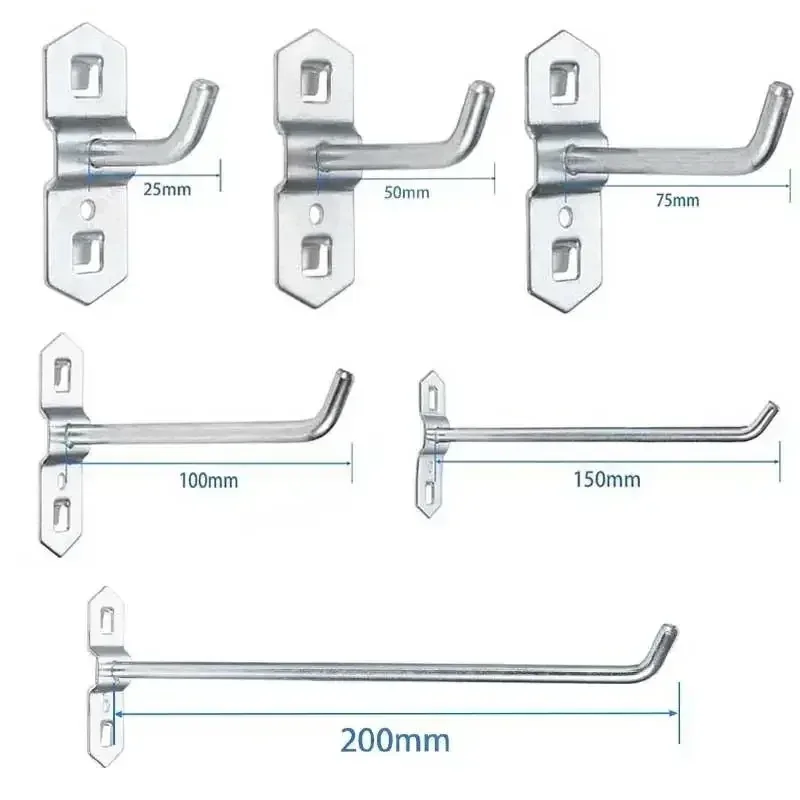 Crochets inclinés en acier pour panneau perforé (Lot de 1 à 10) - Image 2