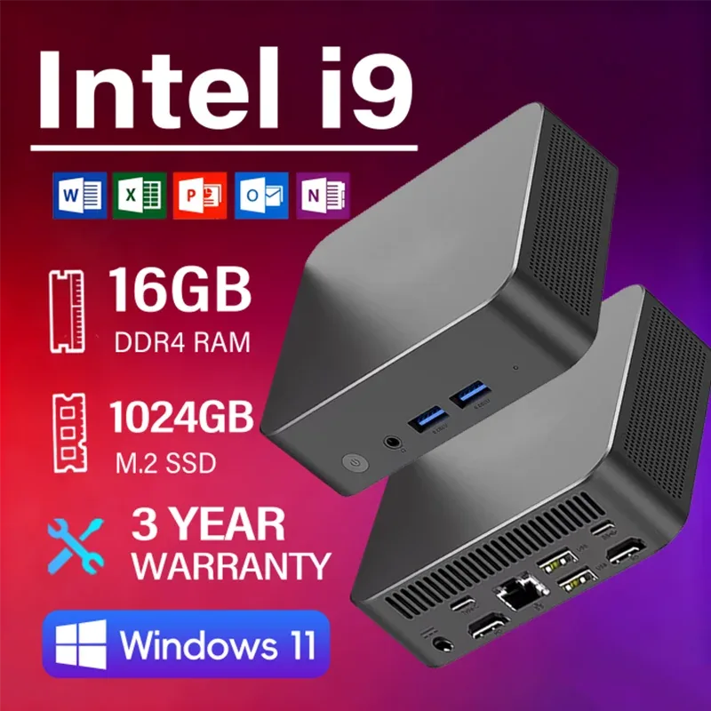 Mini PC Windows 11 - Intel Core i9-8950HK, 16 Go RAM DDR4, SSD 2 To, Wi-Fi 6, Bluetooth 5.2 - Image 1