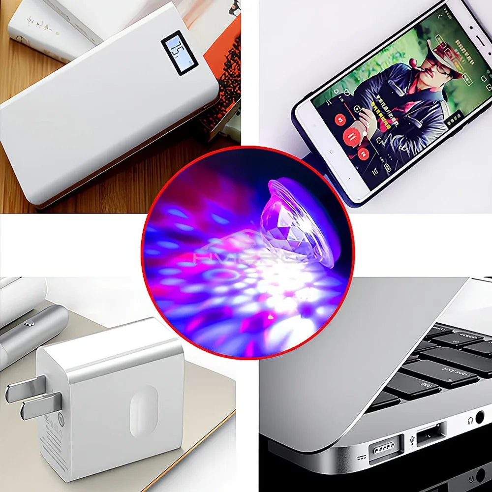 Mini lampe d'ambiance LED USB à effet disco RGB 5