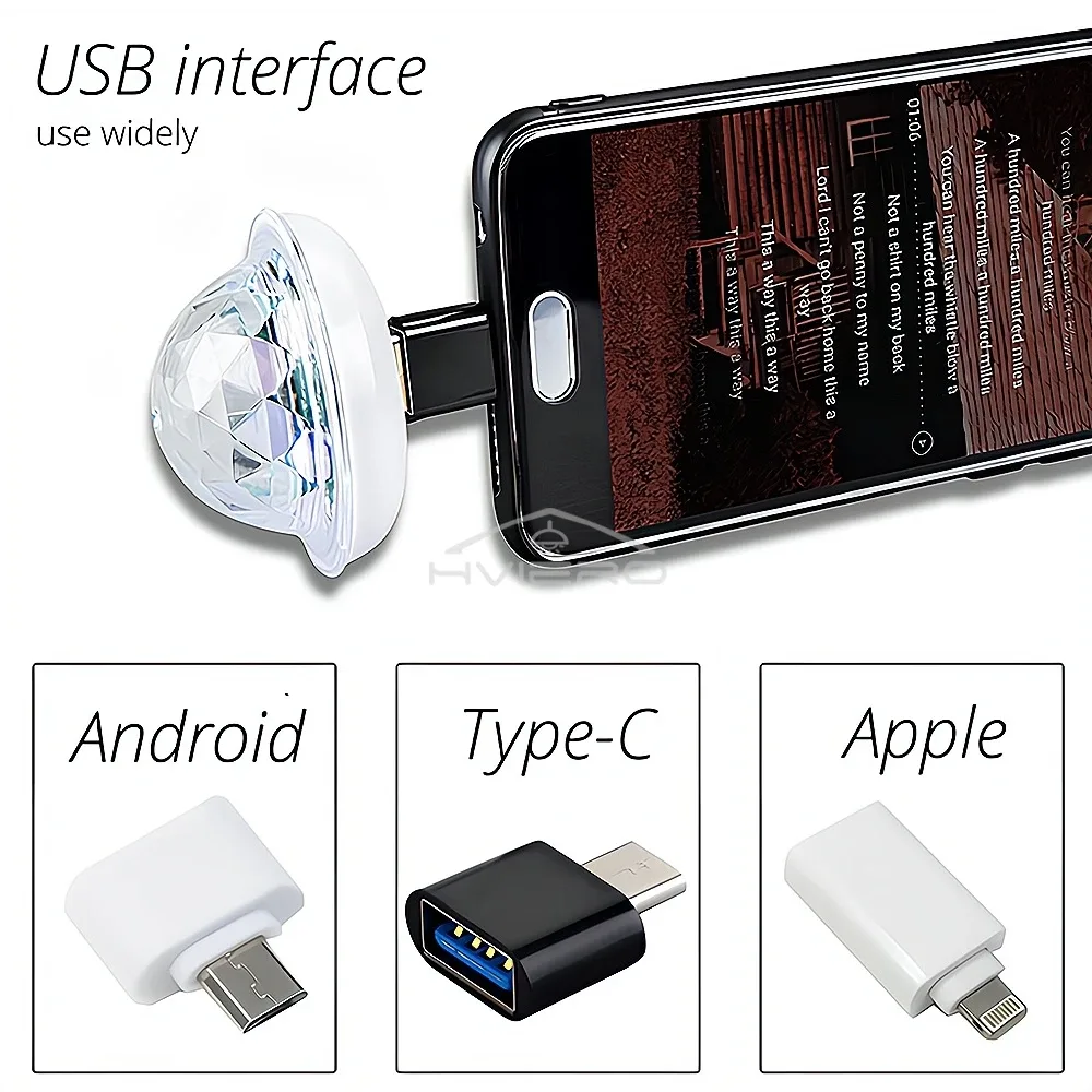 Mini lampe d'ambiance LED USB à effet disco RGB 6