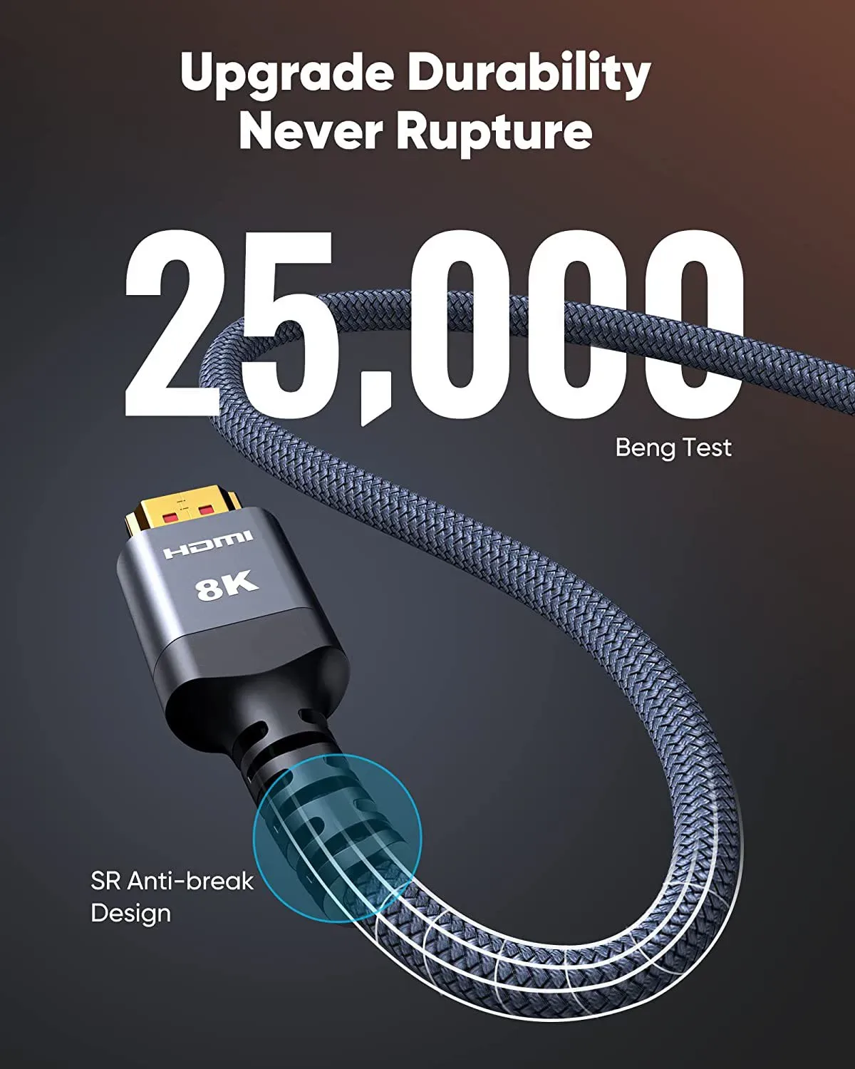 Câble HDMI 2.1 8K Ultra Haute Vitesse (48Gbps) - Tressé - 8K@60Hz / 4K@120Hz - Image 6