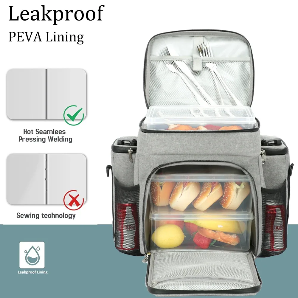 Sac isotherme à bandoulière DENUONISS 27L pour pique-nique et repas - Image 5