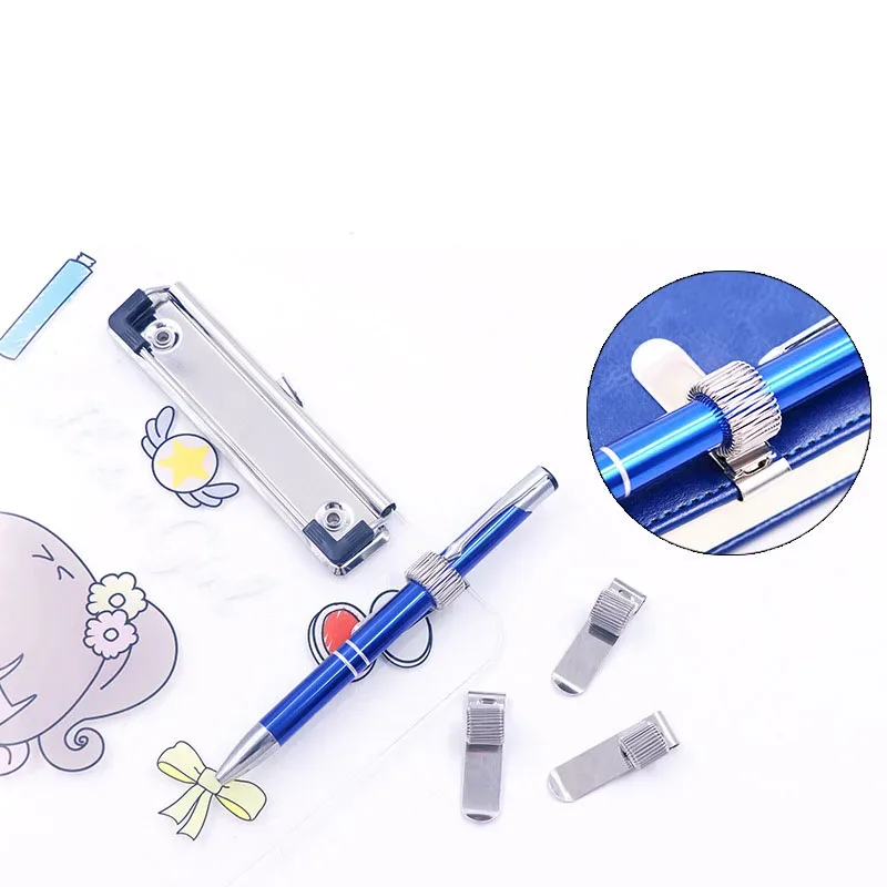 Porte-stylo métallique à ressort avec clip de poche - Image 2