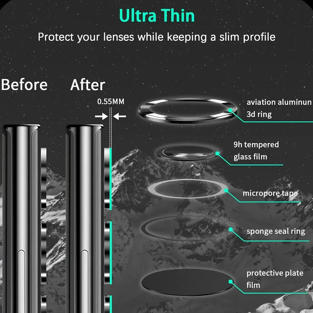 Protection d'objectif d'appareil photo en verre et métal pour Xiaomi Redmi Note 14 Pro 5G - Image 4