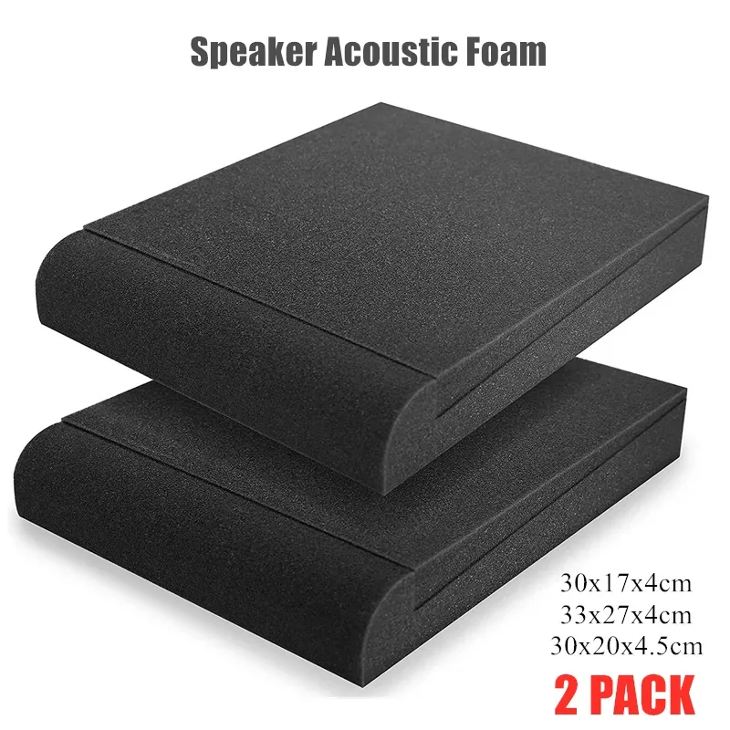 Supports d'isolation en mousse acoustique pour enceintes de monitoring, 33x27x4 cm (Lot de 2) - Image 1
