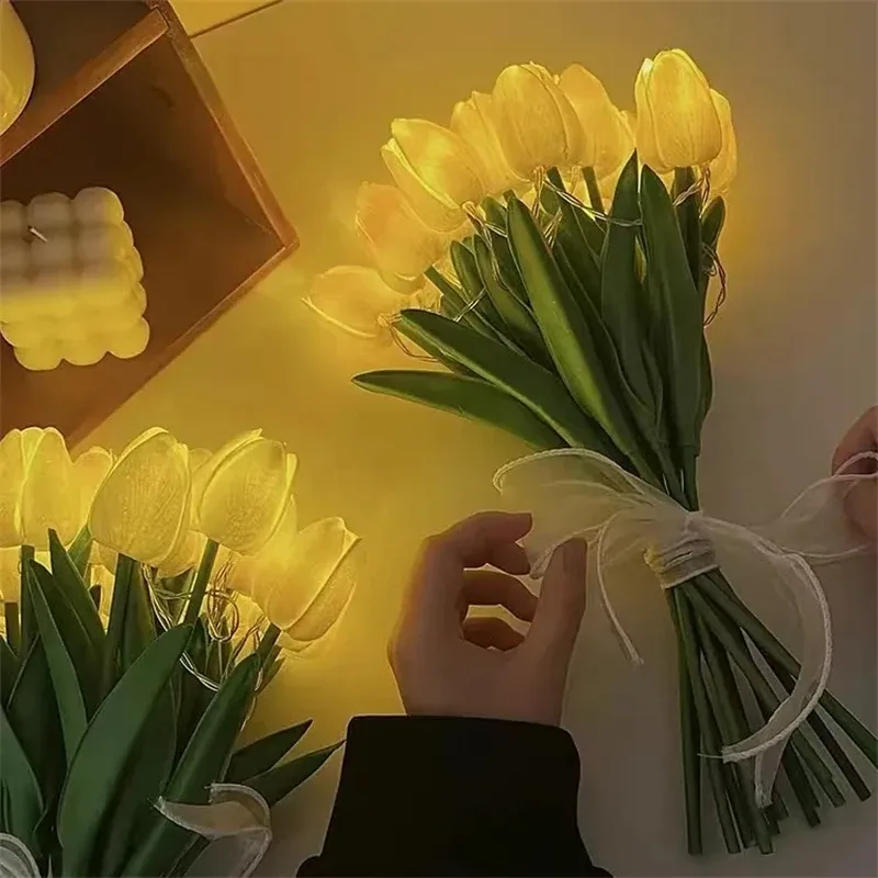 Bouquet de 10 tulipes artificielles lumineuses à LED - Image 6