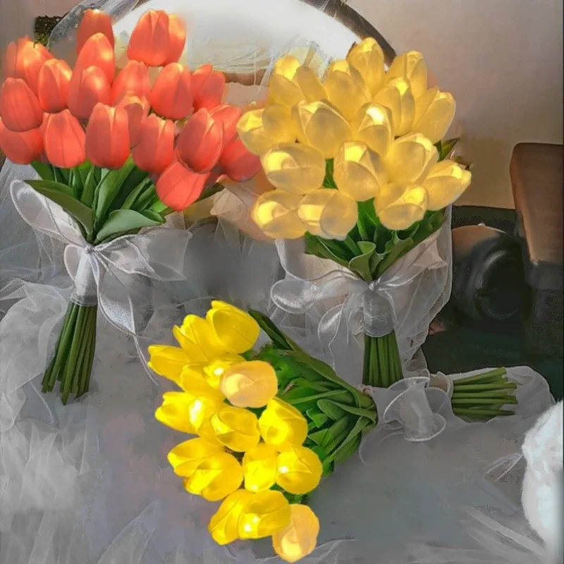 Bouquet de 10 tulipes artificielles lumineuses à LED - Image 3