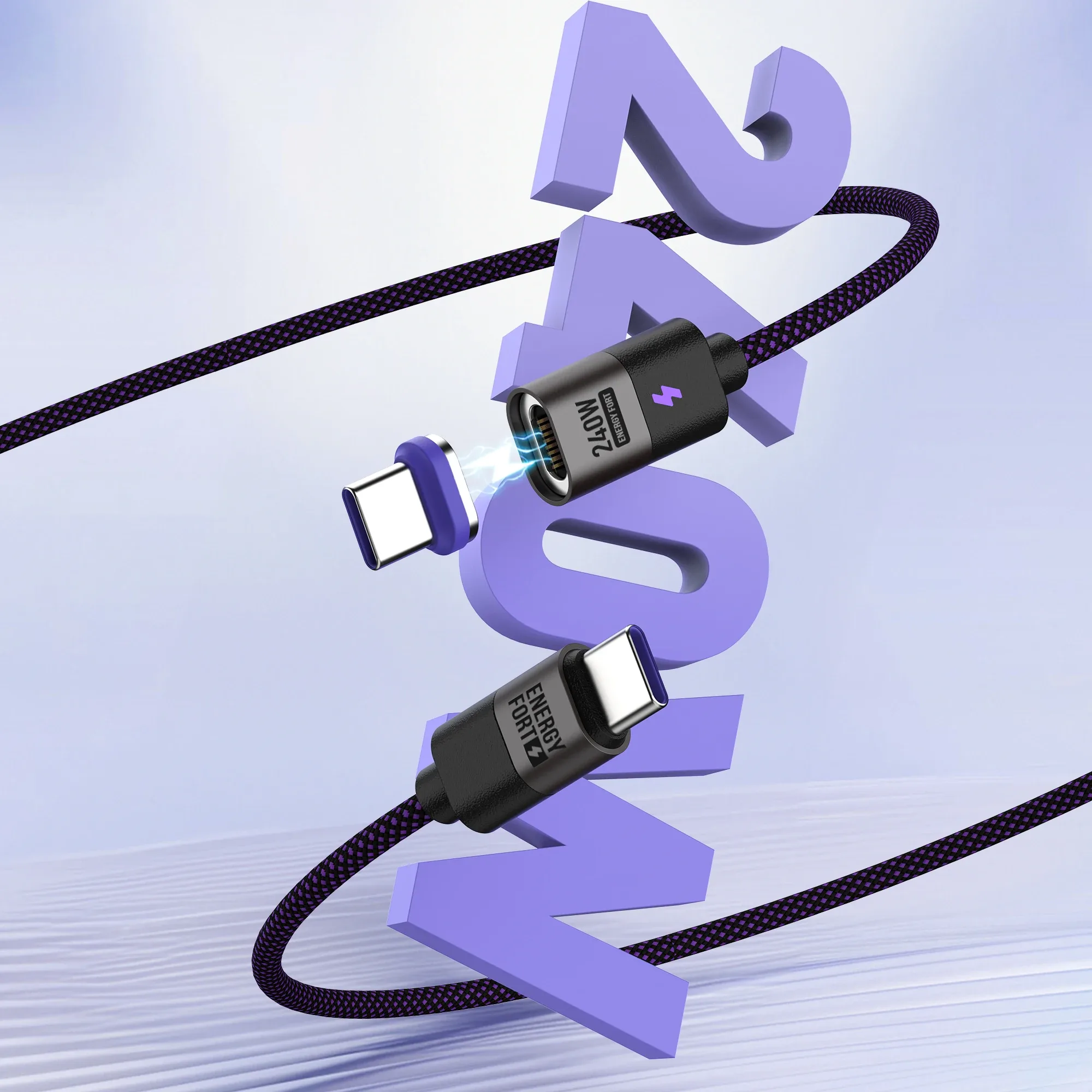 Câble de charge magnétique USB-C PD 3.1 240W 5A - Image 1