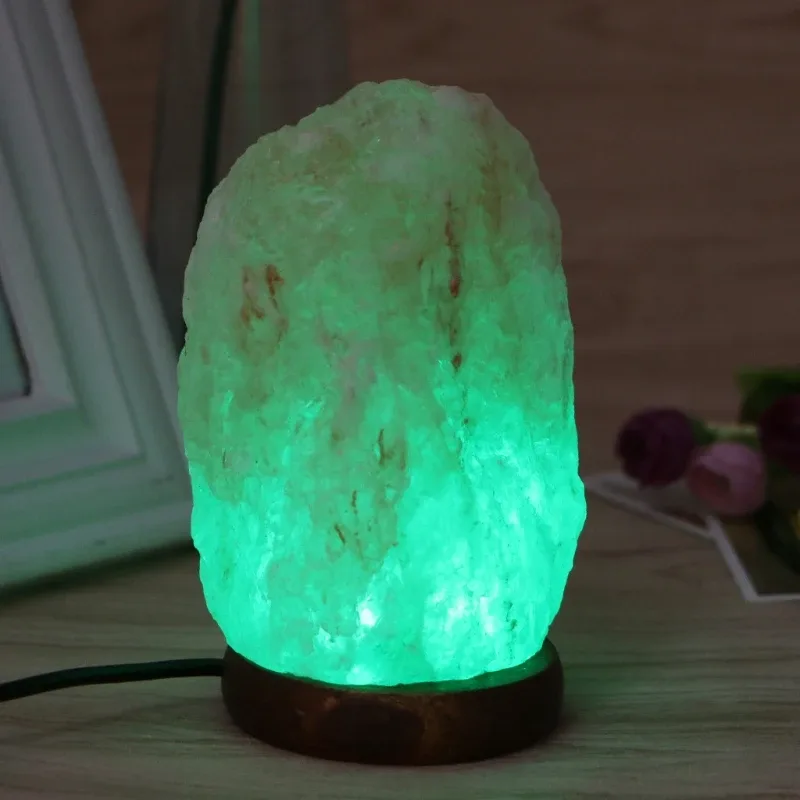Lampe de sel de l'Himalaya USB sculptée à la main avec socle en bois - Image 2