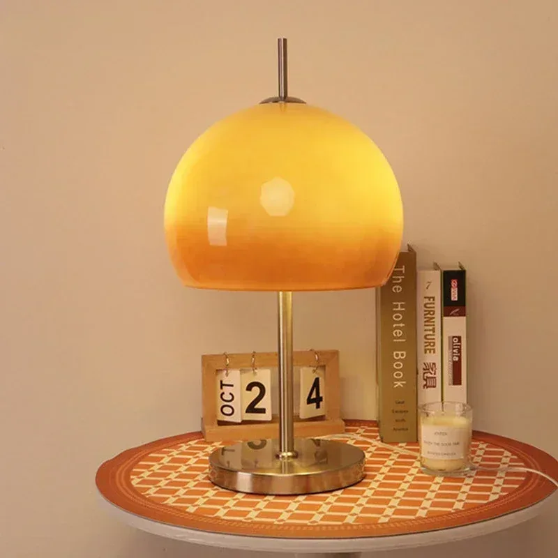 Lampadaire Bauhaus vintage en verre dégradé orange - Design champignon - Image 4