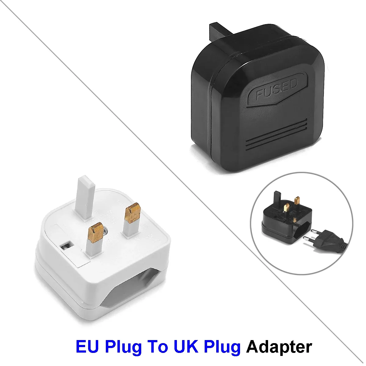 Adaptateur de voyage Europe vers Royaume-Uni avec fusible 5A