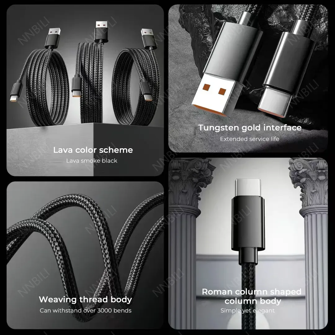 Câble USB Type-C NNBILI 120W/66W 6A en nylon tressé - Charge rapide pour Samsung, Huawei et Honor - Image 6