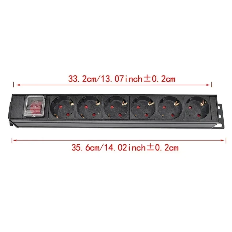 PDU - Unité de Distribution d'Énergie Rackable, Prises Schuko, Boîtier en Alliage d'Aluminium, Entrée IEC C14 14