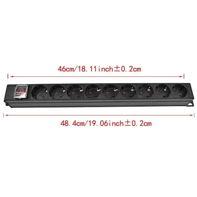 PDU - Unité de Distribution d'Énergie Rackable, Prises Schuko, Boîtier en Alliage d'Aluminium, Entrée IEC C14 13
