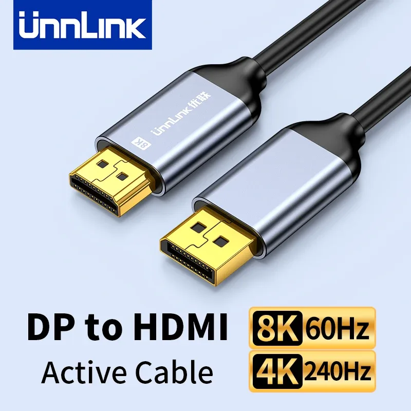 Unnlink Câble DisplayPort 1.4 vers HDMI 8K 60Hz / 4K 240Hz - Convertisseur Actif - Image 1