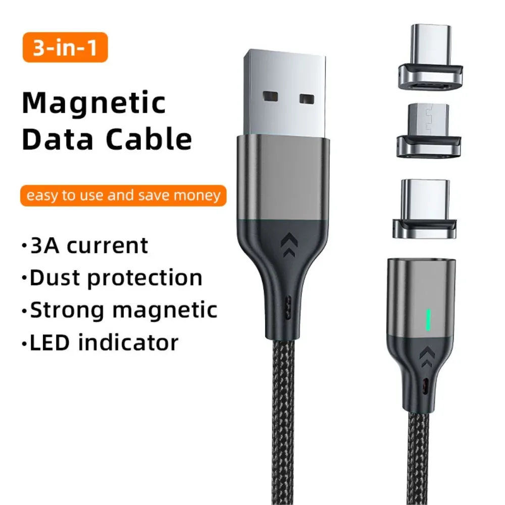 AUFU Câble de Charge Magnétique 3A - Type-C, Micro-USB et Lightning - Image 6