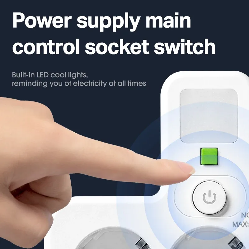 Multiprise murale avec ports USB et interrupteurs individuels 5