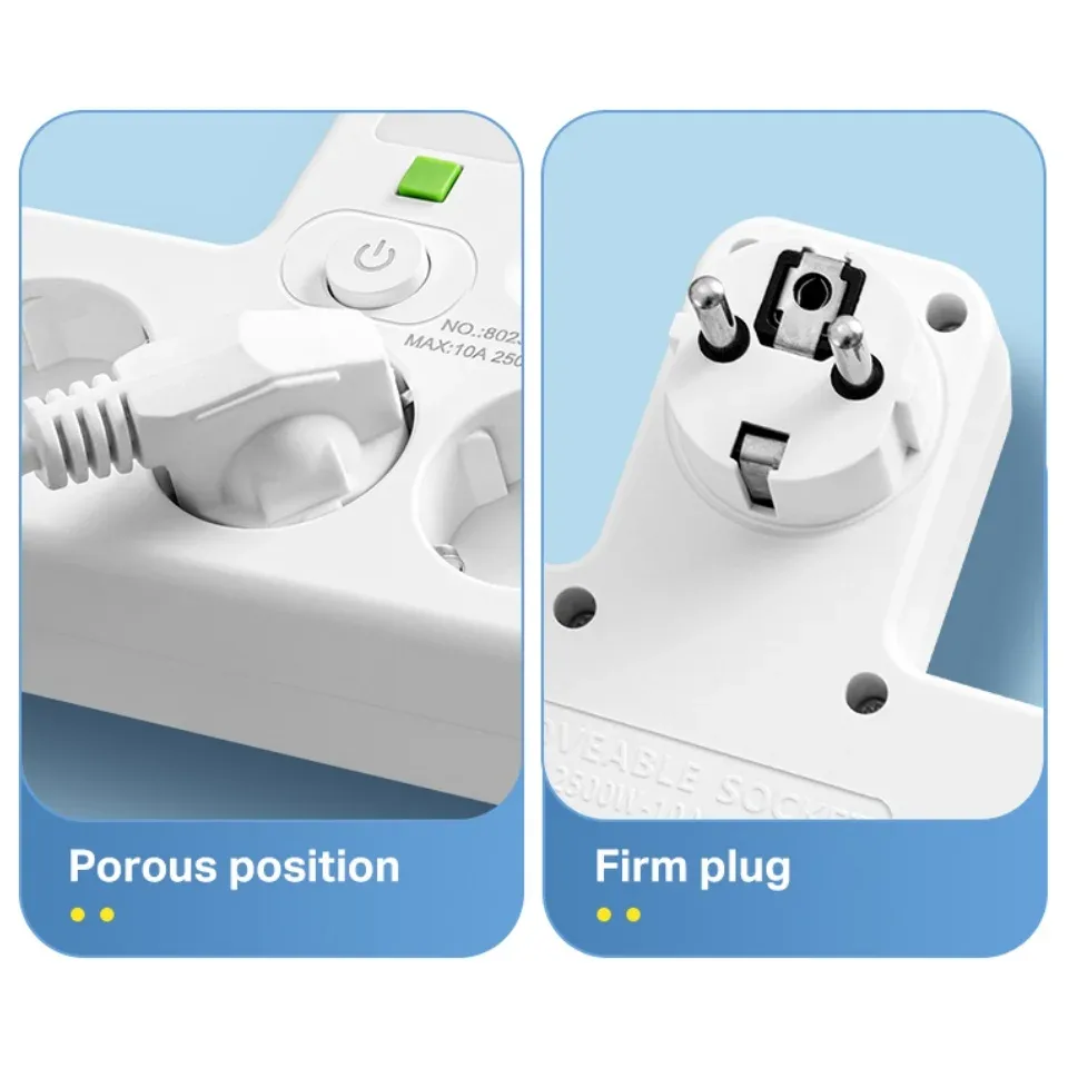 Multiprise murale avec ports USB et interrupteurs individuels 3