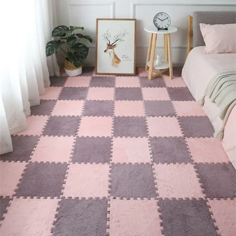 Tapis puzzle en mousse effet daim pour chambre et salon, 30x30x1 cm 3