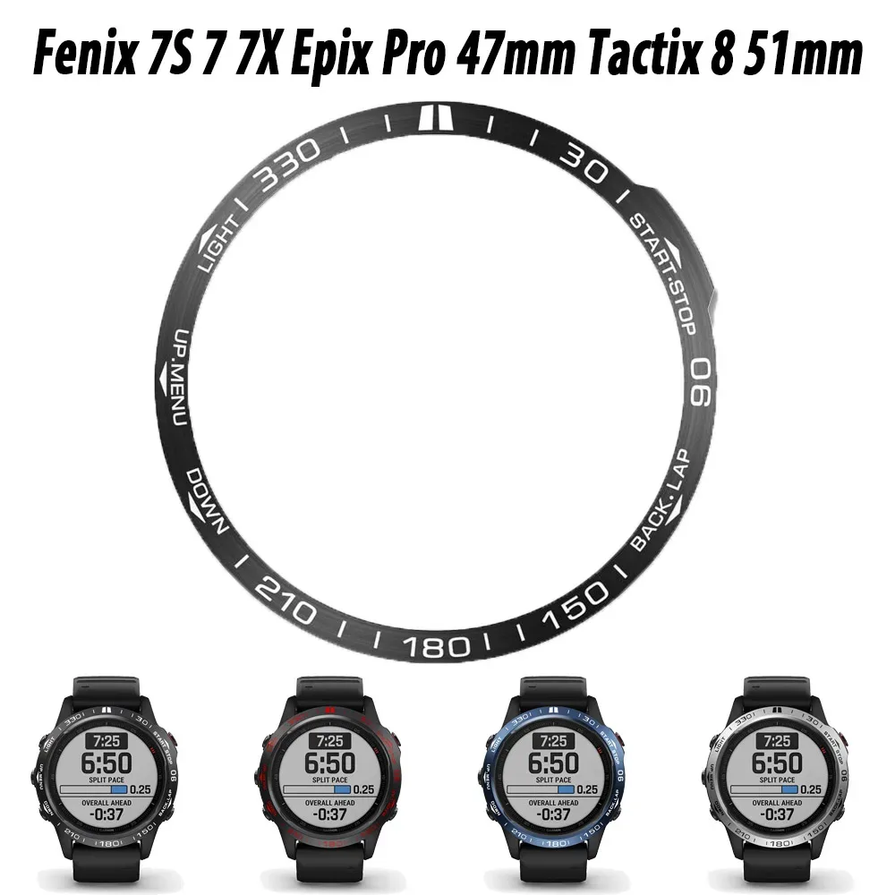 Lunette de protection métallique pour Garmin Fenix 7, 7S, 7X, Tactix et Epix Pro - Image 1
