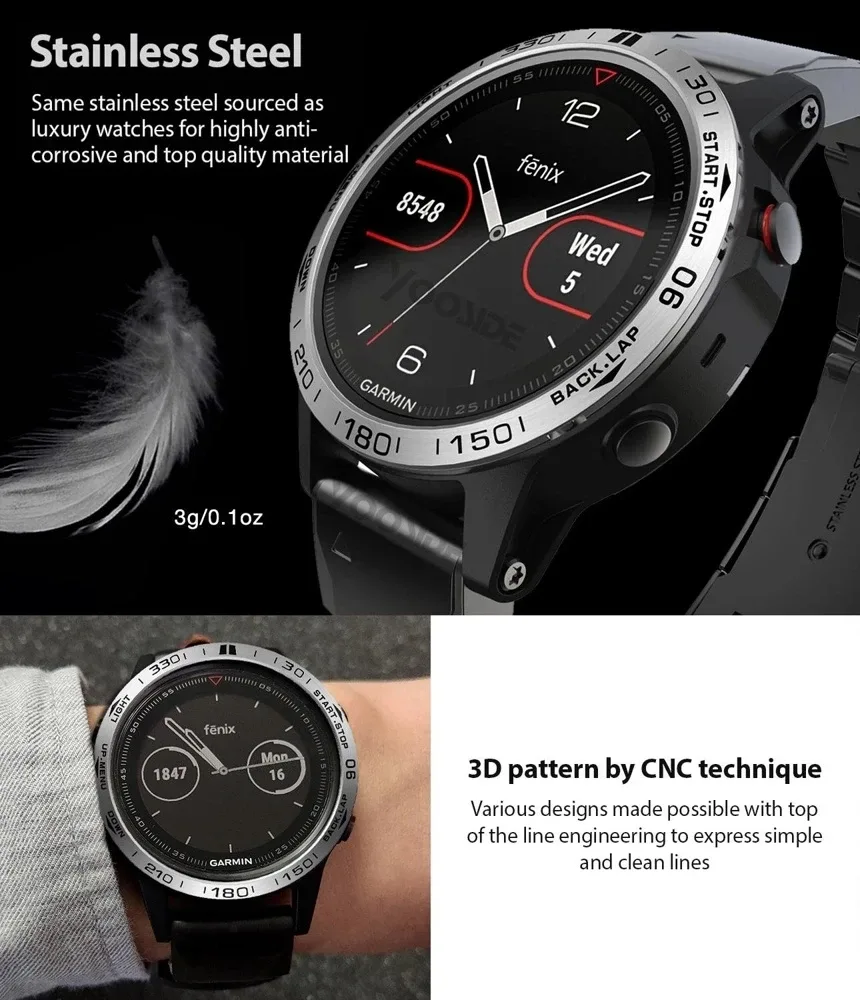 Lunette de protection métallique pour Garmin Fenix 7, 7S, 7X, Tactix et Epix Pro - Image 3