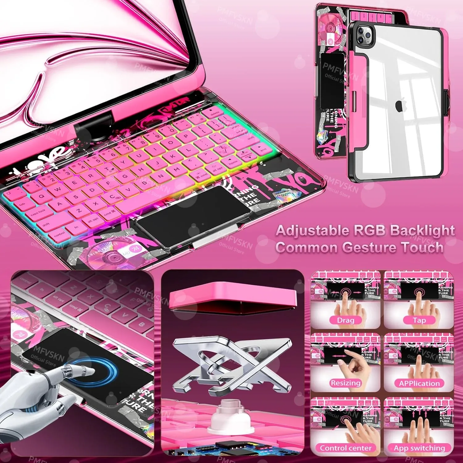 Étui Magic Keyboard rotatif 360° pour iPad Pro (11", 12.9", 13") et iPad Air (4e à 7e génération) - Image 3