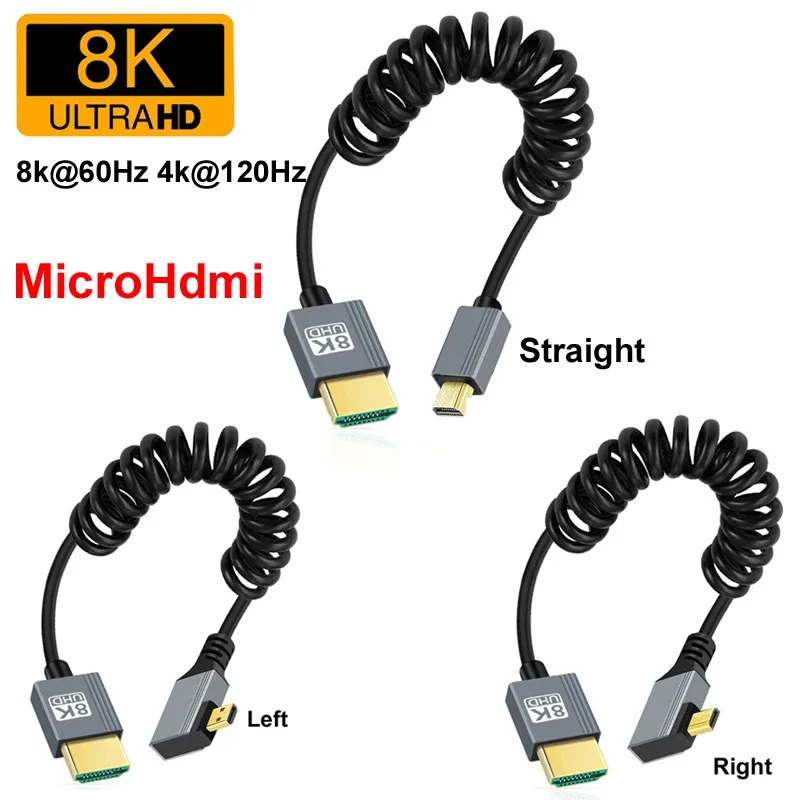 Câble Micro HDMI 2.1 Haute Vitesse (8K@60Hz, 4K@120Hz) - Spirale Flexible 1m - Image 1
