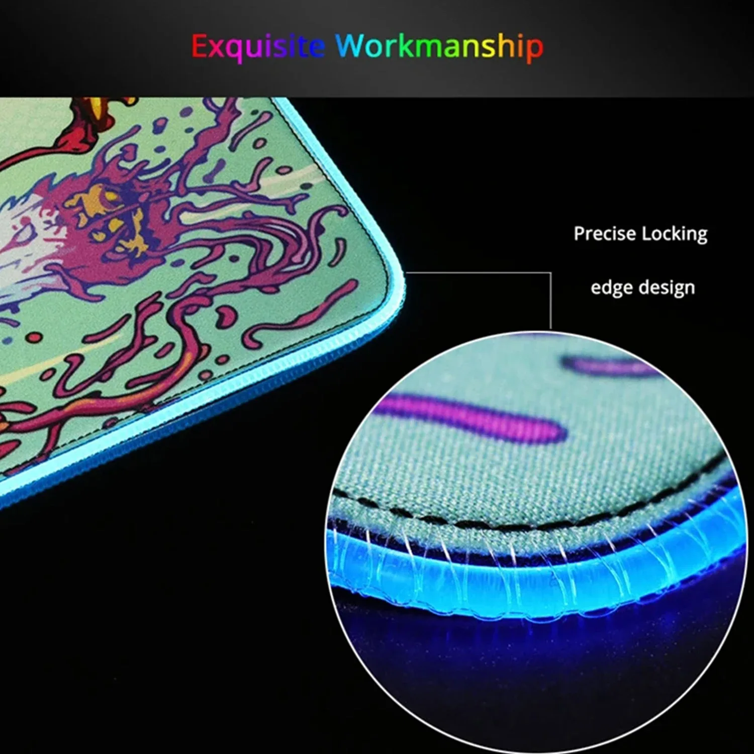 Tapis de souris Gaming XXL RGB Cyberpunk - Design Ghost - Rétroéclairé - Image 5