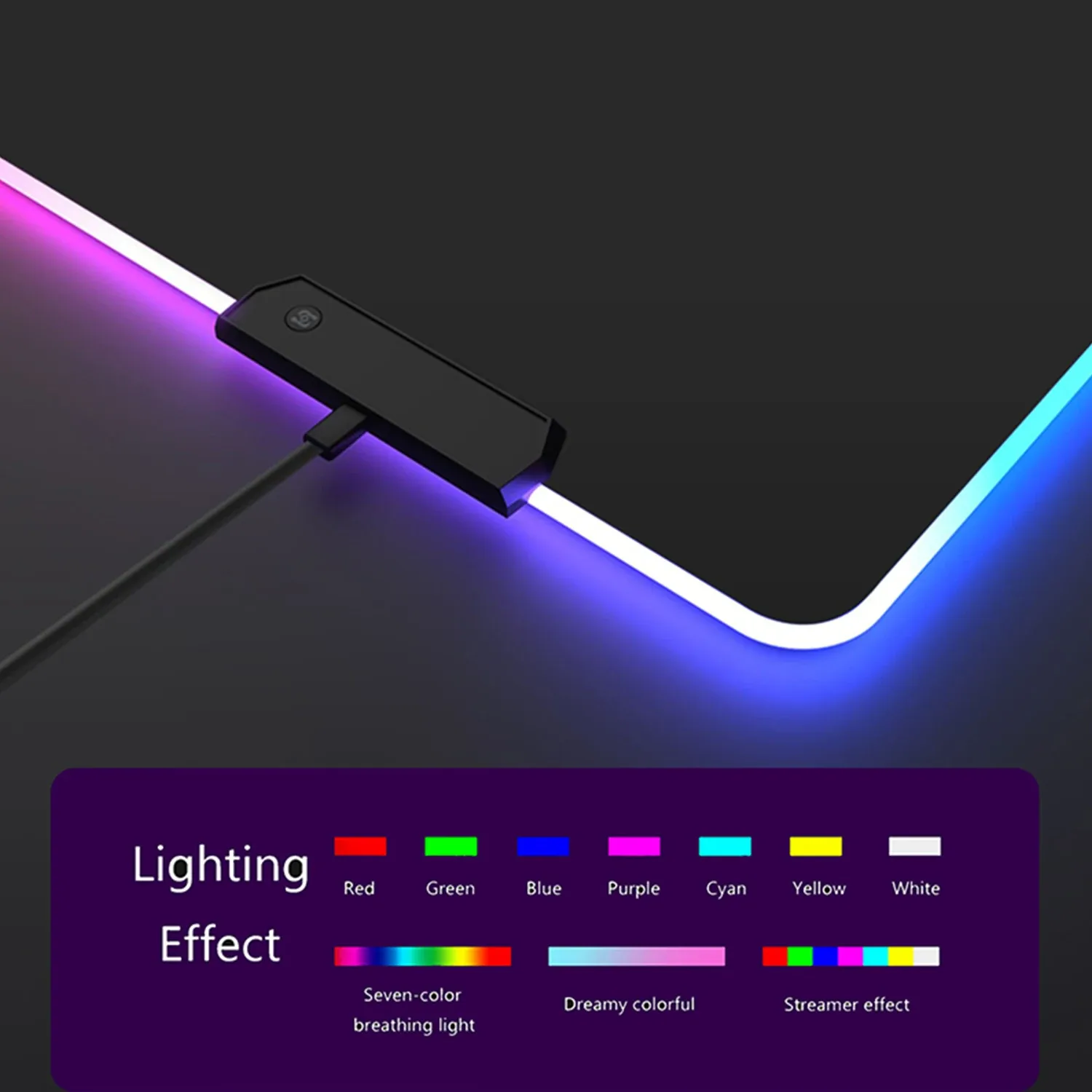 Tapis de souris Gaming XXL RGB Cyberpunk - Design Ghost - Rétroéclairé - Image 4