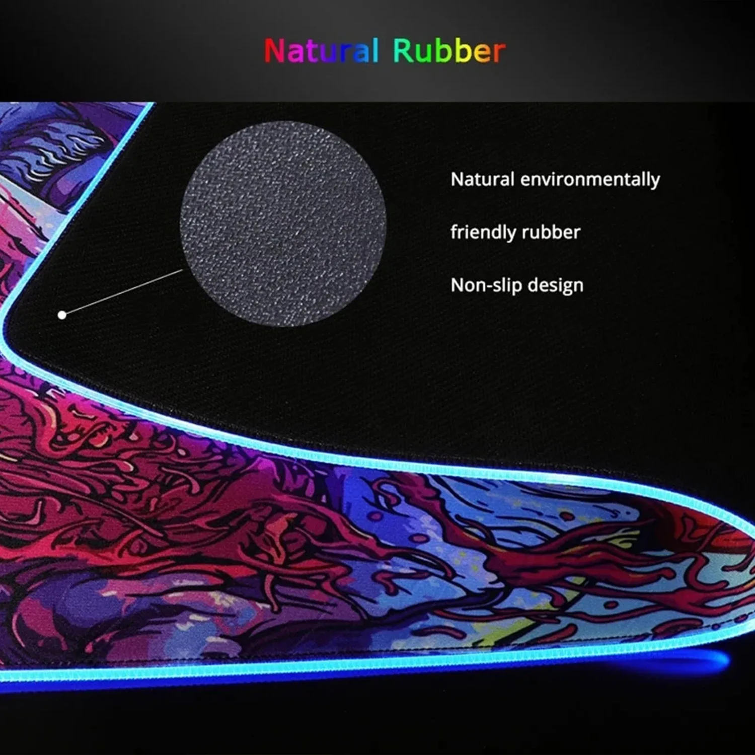 Tapis de souris Gaming XXL RGB Cyberpunk - Design Ghost - Rétroéclairé - Image 6