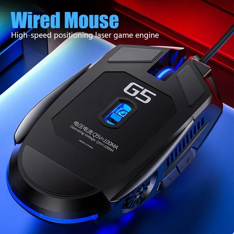 Souris gaming filaire G5 avec 6 boutons programmables et rétroéclairage - Image 3
