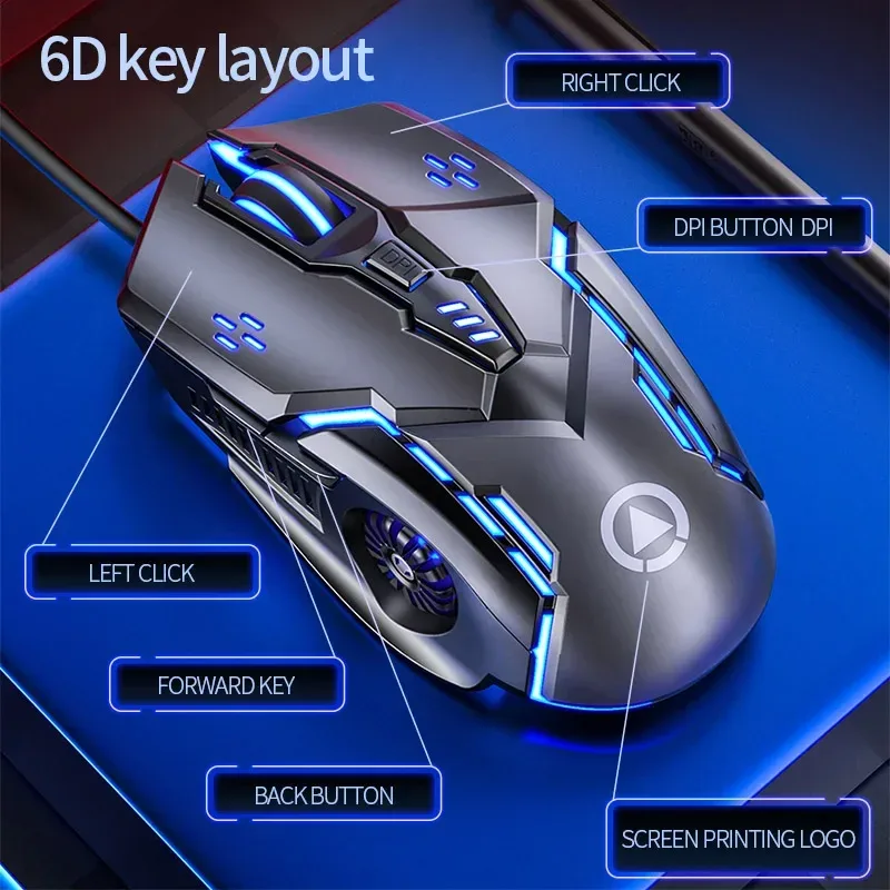 Souris gaming filaire G5 avec 6 boutons programmables et rétroéclairage - Image 2