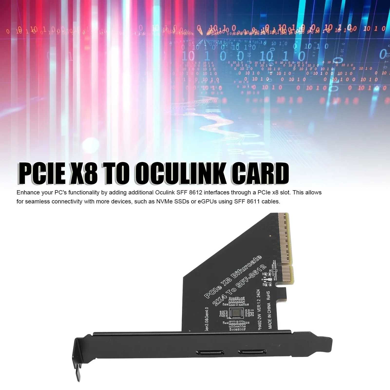 Carte Adaptateur PCIe 4.0 x8 vers Oculink SFF-8612 pour SSD NVMe et Carte Graphique Externe - Image 3