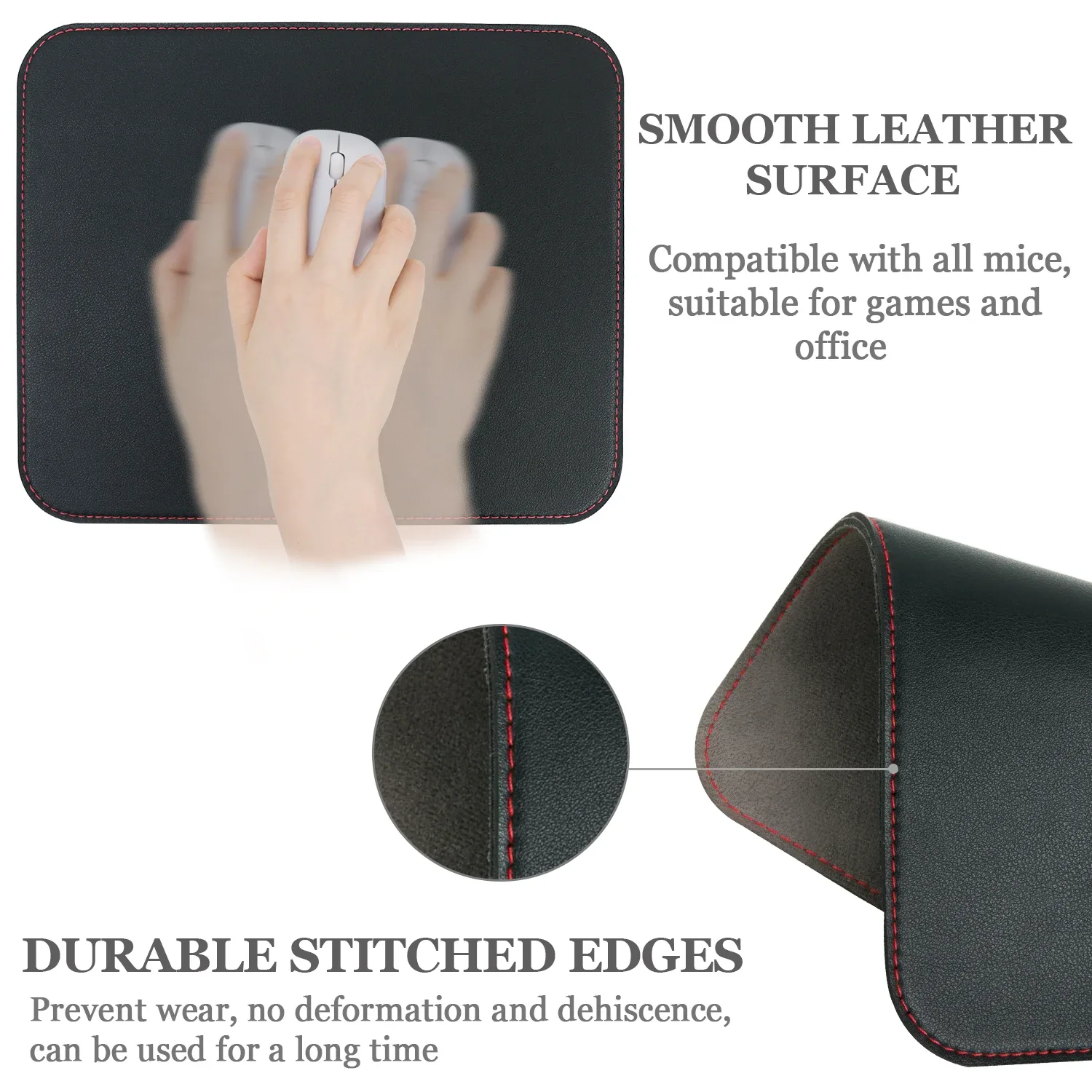 Petit tapis de souris en cuir PU imperméable et antidérapant - Image 3