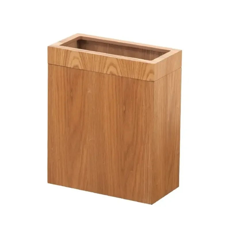 Poubelle étroite en bois de noyer au design scandinave - Image 4